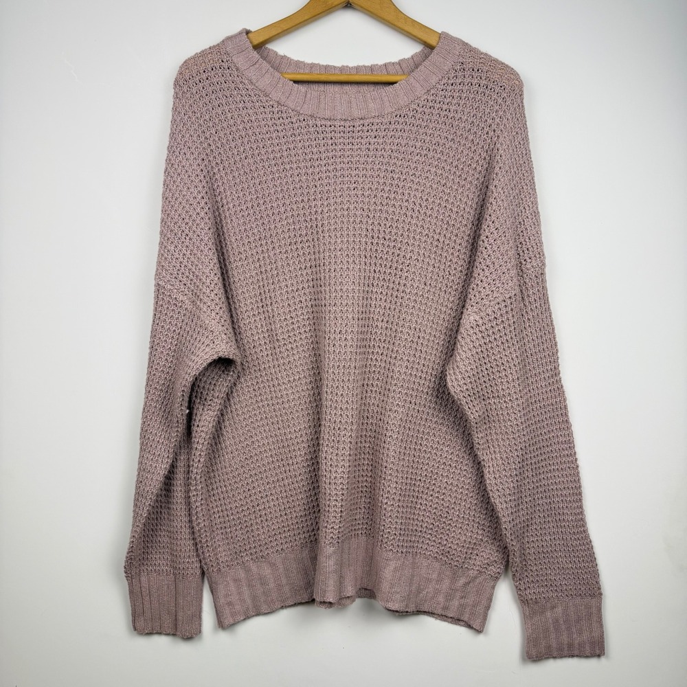True Craft Womens Large Oversized Pink Loose Fall Pullover Sweater Relaxed Fit